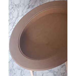 Hobi Adn 90186 Ahşap Kayın Mdf Ham Sehpa Rölyef Oval Ayak Ölçüyu Değiştirilebilir