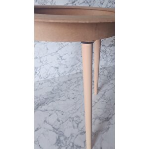 Hobi Adn 90186 Ahşap Kayın Mdf Ham Sehpa Rölyef Oval Ayak Ölçüyu Değiştirilebilir