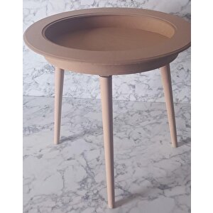 Hobi Adn 90186 Ahşap Kayın Mdf Ham Sehpa Rölyef Oval Ayak Ölçüyu Değiştirilebilir