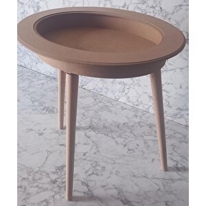 Hobi Adn 90186 Ahşap Kayın Mdf Ham Sehpa Rölyef Oval Ayak Ölçüyu Değiştirilebilir