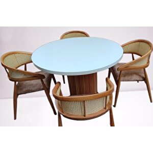 Masa Anıt St 90185  Modern Hasır Sandalye Takım Model Mdf Tabla Beyaz El Yapım
