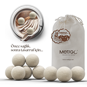 Metsgo ( 9 Adet ) Yün Kurutma Topu - Doğal Yumuşatıcı - Kırışık Giderici - Kurutma Makinesi Için