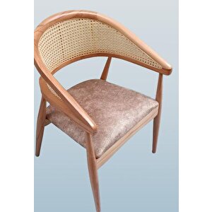 Sandalye 90158 Tam Kolçak Hasır Klasik Model Ahşp Kayın Gövde Nature Meşe El Yapı