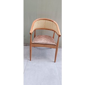 Sandalye 90158 Tam Kolçak Hasır Klasik Model Ahşp Kayın Gövde Nature Meşe El Yapı