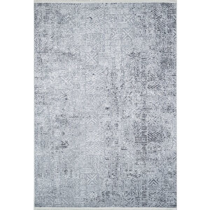 Gri Salon&yolluk Dijital Baskılı Makinede Yıkanabilir Kaymaz Taban Saçaklı Halı Ha535 80x150 cm