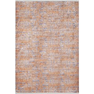 Turuncu Salon&yolluk Dijital Baskılı Makinede Yıkanabilir Kaymaz Taban Saçaklı Halı Ha477 200x300 cm