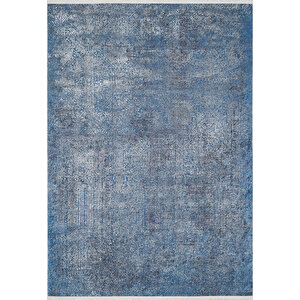 Mavi Salon&yolluk Dijital Baskılı Makinede Yıkanabilir Kaymaz Taban Saçaklı Halı Ha449 160x300 cm