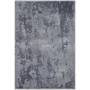 Gri Salon&yolluk Dijital Baskılı Makinede Yıkanabilir Kaymaz Taban Saçaklı Halı Ha359 120x180 cm