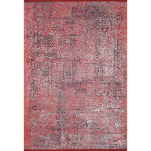 Kırmızı Salon&yolluk Dijital Baskılı Makinede Yıkanabilir Kaymaz Taban Saçaklı Halı Ha450 120x180 cm