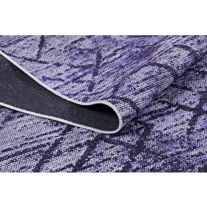 Mor Salon&yolluk Dijital Baskılı Makinede Yıkanabilir Kaymaz Taban Saçaklı Halı Ha132 100x200 cm