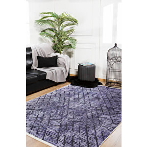 Mor Salon&yolluk Dijital Baskılı Makinede Yıkanabilir Kaymaz Taban Saçaklı Halı Ha132 100x200 cm