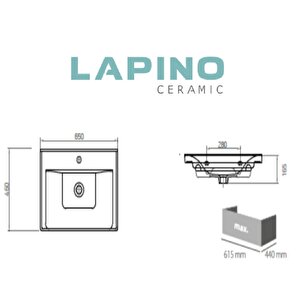 Esvit Lapino Ceramic Sava 2065 - 65 Cm Dolap Uyumlu Lavabo