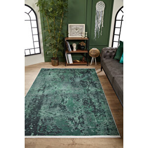 Yeşil Salon&yolluk Dijital Baskılı Makinede Yıkanabilir Kaymaz Taban Saçaklı Halı Ha360 240x280 cm