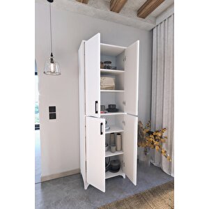 Çok Amaçlı Dolap 4 Kapaklı 6 Bölmeli Banyo Dolabı Mutfak Dolabı Beyaz