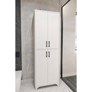 Bofigo Çok Amaçlı Dolap 4 Kapaklı 6 Bölmeli Banyo Dolabı Mutfak Dolabı Beyaz