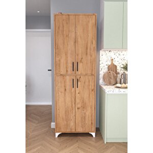 Çok Amaçlı Dolap 4 Kapaklı 6 Bölmeli Banyo Dolabı Mutfak Dolabı Çam