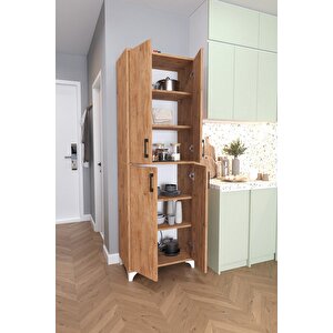 Çok Amaçlı Dolap 4 Kapaklı 6 Bölmeli Banyo Dolabı Mutfak Dolabı Çam