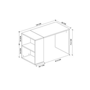 Bofigo 60x120 Cm Smyrna Çalışma Masası Kitaplıklı Ofis Masası Bilgisayar Masası Safir Meşe Beyaz