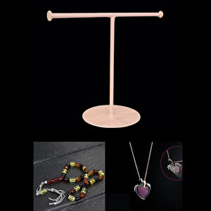 Metal Pembe T Kolye Askısı Takı Düzenleyici Takı Askısı Takı Standı Tesbih Askısı Bileklik Askısı