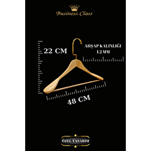 5 Adet 48 Cm Gold İtalyan Kanca Masif Ahşap Elbise Askısı Palto Askısı Ceket Askısı