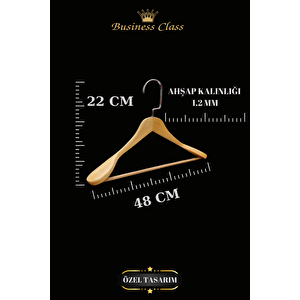 10 Adet 48 Cm Krom İtalyan Kanca Masif Ahşap Elbise Askısı Palto Askısı Ceket Askısı