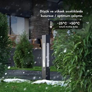 Luxera 75 cm Pleksili LED Bahçe Aydınlatma Direği Antrasit Alüminyum IP65 Bollard Peyzaj Yürüyüş Yolu Lambası 9W 3000K
