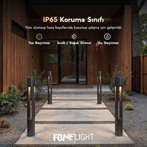 Curvex 75 cm LED Bahçe Aydınlatma Direği Antrasit Alüminyum IP65 Bollard Peyzaj Yürüyüş Yolu Lambası 9W 3000K