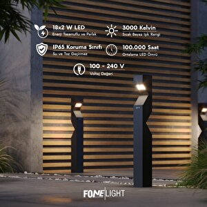 Dualluz 100 cm LED Bahçe Aydınlatma Direği Antrasit Alüminyum IP65 Bollard Peyzaj Yürüyüş Yolu Aydınlatması 18x2W 3000K