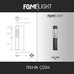 FoneLight Vilorita 75 cm LED Bahçe Aydınlatma Direği Antrasit Alüminyum IP65 Bollard Peyzaj Yürüyüş Yolu Lambası 9W 3000K