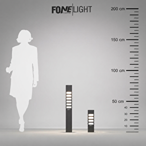 FoneLight Vilorita 75 cm LED Bahçe Aydınlatma Direği Antrasit Alüminyum IP65 Bollard Peyzaj Yürüyüş Yolu Lambası 9W 3000K