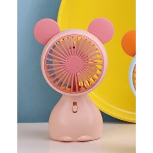 Işıklı Figür Mini Fan, Pembe, 13x7 Pembe