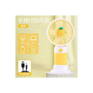 Şarjlı El Vantilatörü 3 Kademeli Masaüstü Taşınabilir Mini Fan Ananas Sarı