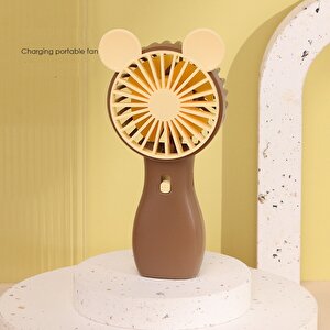Işıklı Figürlü Mini Fan, Kahve, 14x6 Kahverengi