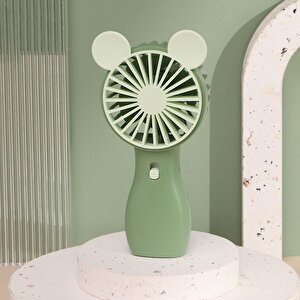Işıklı Figürlü Mini Fan, Yeşil, 14x6 Yeşil