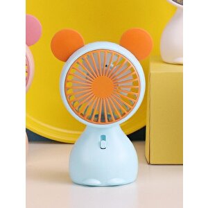 Işıklı Figür Mini Fan, Mavi, 13x7 Mavi