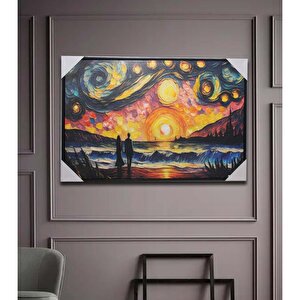 Sevgililer Kanvas Yağlı Boya Tablo, Renkli, 90x30