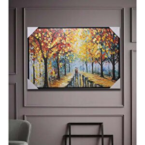 Sonbahar Kanvas Yağlı Boya Tablo, Renkli, 90x30
