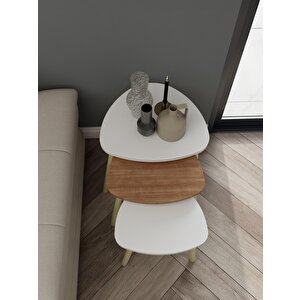 3lü Üçgen Zigon Sehpa Beyaz-marbella Kiraz