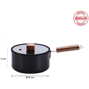 Neoflam Bien Black 18 Cm Sos Tenceresi Indüksiyonlu Akasya Ağacı Sap Ve Kulplu
