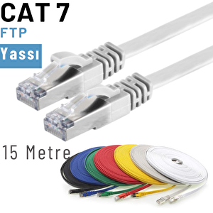 Irenis 15 Metre Cat7 Kablo Yassı Ftp Ethernet Network Lan Ağ Kablosu Beyaz