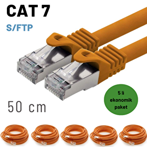 5 Adet 50 Cm Irenis Cat7 Kablo S/ftp Ethernet Network Lan Ağ Kablosu Turuncu
