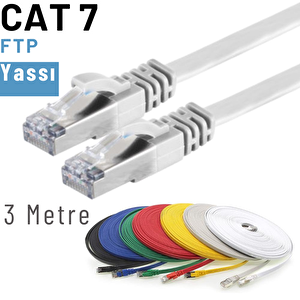Irenis 3 Metre Cat7 Kablo Yassı Ftp Ethernet Network Lan Ağ Kablosu Beyaz