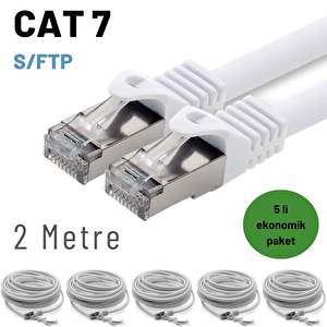 5 Adet 2 Metre Irenis Cat7 Kablo S/ftp Ethernet Network Lan Ağ Kablosu Beyaz