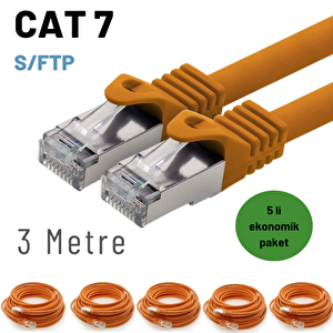 5 Adet 3 Metre Irenis Cat7 Kablo S/ftp Ethernet Network Lan Ağ Kablosu Turuncu