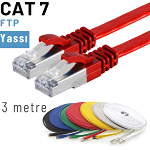 Irenis 3 Metre Cat7 Kablo Yassı Ftp Ethernet Network Lan Ağ Kablosu Kırmızı