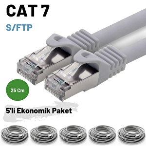 5 Adet 25 Cm Irenis Cat7 Kablo S/ftp Ethernet Network Lan Ağ Kablosu