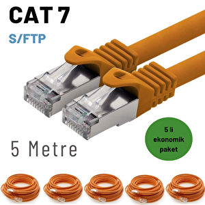 5 Adet 5 Metre Irenis Cat7 Kablo S/ftp Ethernet Network Lan Ağ Kablosu Turuncu