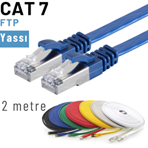 Irenis 2 Metre Cat7 Kablo Yassı Ftp Ethernet Network Lan Ağ Kablosu Mavi