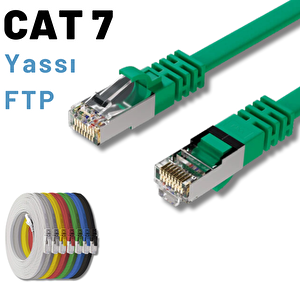 Irenis 3 Metre Cat7 Kablo Yassı Ftp Ethernet Network Lan Ağ Kablosu Yeşil