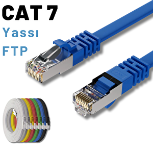 Irenis 3 Metre Cat7 Kablo Yassı Ftp Ethernet Network Lan Ağ Kablosu Mavi